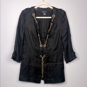 Etcetera linen blend size 4 grommet with chain detail jacket lightweight